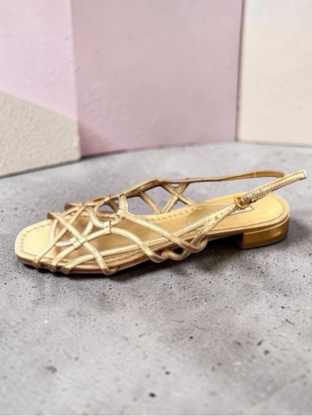 Miu Miu Gold Cage Metallic Sandals 40.5